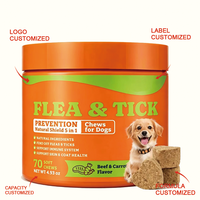 Friandises à mâcher naturelles pour la prévention des puces et des tiques chez les chiens, saveur bœuf et carotte, favorisent la vitalité et la santé, probiotique pour chiens