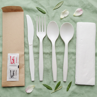 Kit de couverts jetables biodégradables de qualité supérieure en CPLA, couteau, fourchette, cuillère à soupe compostables, ustensiles à emporter