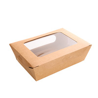 Boîte à lunch en papier kraft biodégradable, boîte à emporter en papier avec 2 fenêtres