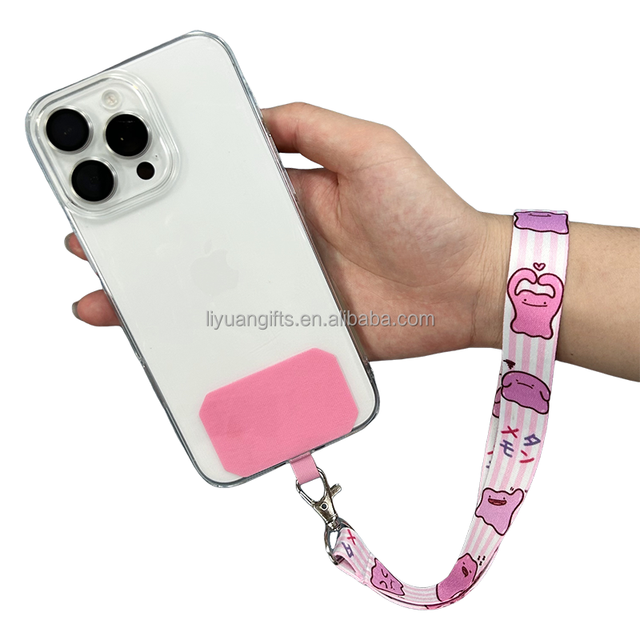 Custom Sublimation Printed Woven Short Cellphone Hand Wrist Strap Lanyard Loop with logo Printing
