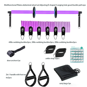 Portable multifonctionnel Ab roue Yoga Gym 3 sections Pilates Bar exercice empilable bande ensemble Pilates Bar <span class=keywords><strong>Kit</strong></span> avec boîte de couleur Pack - Product Image 4