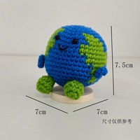 DAMAI Poupée Terrestre au Crochet Faite Main, Peluche Planète Bicolore Fil Bleu & Vert, Cadeau d'Anniversaire Ornement de Bureau Jouet Globe Tricoté
