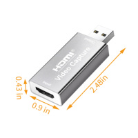 Tarjeta Capturadora de Video HDMI a USB, 4K 1080P, Transmisión de Video en Vivo, Grabación a través de Cámara DSLR, Negra y Plateada, Gran Venta