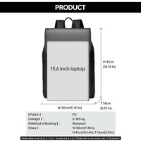 Sac à dos pour ordinateur portable OEM étanche en PU 15,6 pouces pour l'école et les voyages avec poche pour trolley et capacité extensible