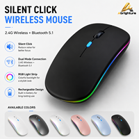 Souris sans fil rechargeable 2,4G 5.1 avec rétroéclairage RGB, clic silencieux, design fin, pour ordinateur portable, tablette, iPad, PC, bureau