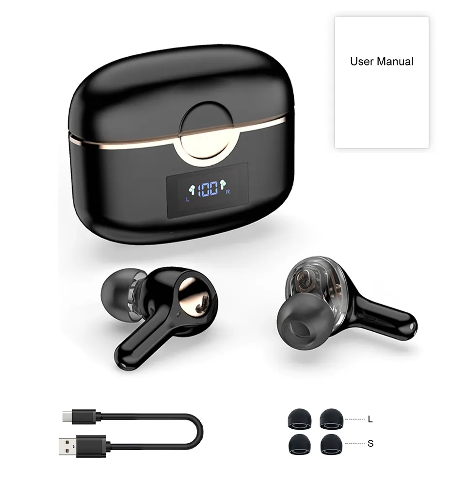 TWS ANC Wireless Bluetooth 5.1 Earphone T22 Active Noise Cancelling Hi-Fi Headphones Touch Control Gaming Earbuds