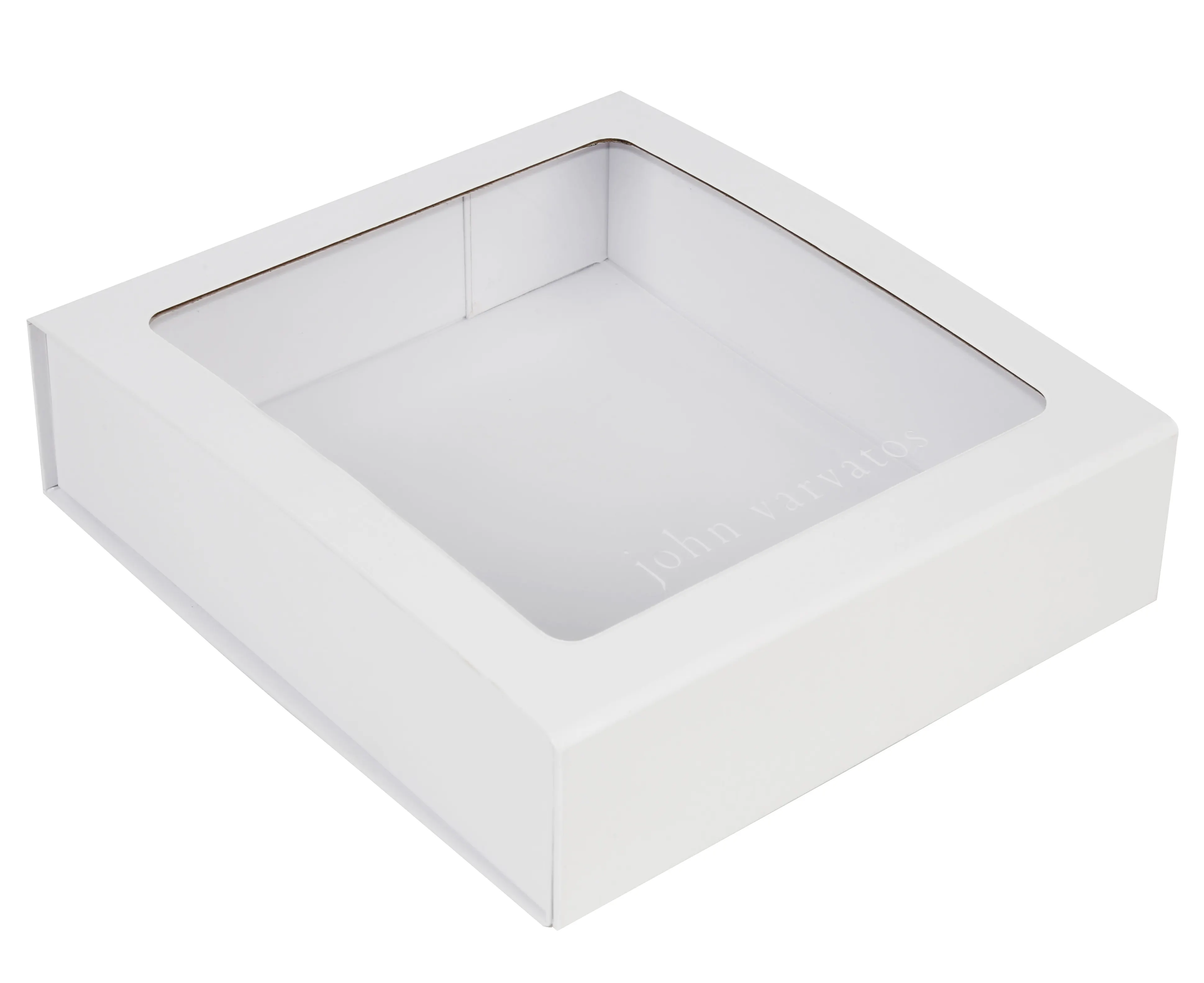 Caixa de presente dobrável com janela, caixa branca transparente de embalagem com tampa clara