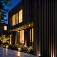 Panneau mural à lamelles étroites Ynori WPC noir 127 mm pour maison moderne, ignifuge et imperméable
