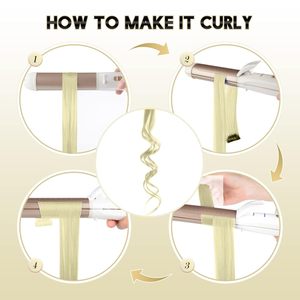 Extensions de cheveux colorées à clipser, 10 pièces, beige <span class=keywords><strong>blond</strong></span>, mèches droites synthétiques pour femmes, 22 pouces - Product Image 4