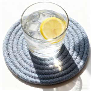 Modern Nordic <b>Round</b> Cotton Linen and Rope Hand-Woven Thick Heat Insulation Eco-Friendly <b>Placemat</b> Contemporary Style - Product Image 2