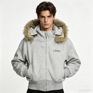 เสื้อฮู้ดดี้ผู้ชายขายดี หนัก 600GSM ผ้าฝ้าย 100% เฟรนช์เทอร์รี่ แต่งขนฟ็อกซ์ ซิปแบบรูดขึ้นลงได้ สั่งทำได้ - Product Image 1