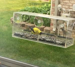 Mangeoire à oiseaux pour cage à oiseaux en acrylique transparent auto-adhésif pour l'extérieur avec ventouse - Product Image 6