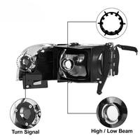 Phares LED durables en ABS 12V 6000K |   Feux avant automatiques Plug+Play haute performance pour Dodge Ram 1500 2500 3500 de 1994 à 2002