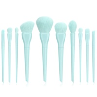 Logo personnalisé prix bon marché vente à chaud 10 pièces couleur bonbon ensemble de petits pinceaux de maquillage professionnel avec étui à cosmétiques en PU