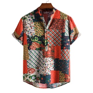 Nouveau design Chemises à col montant de vacances à la plage hawaïenne imprimées sur mesure pour hommes - Product Image 2