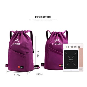 <b>Waterproof</b> <b>Drawstring</b> Backpack Multi Pocket Sports Gym <b>Bag</b> Large Capacity Nylon String <b>Bag</b> for Women Men Swimming Travel - Product Image 2
