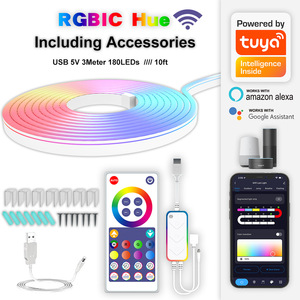 Luz inteligente para el hogar Tuya <span class=keywords><strong>Wifi</strong></span> Bluetoothmagic luz 3M 180LED música neón tira de luz música tira de luz DIY forma 16 millones de colores - Product Image 2