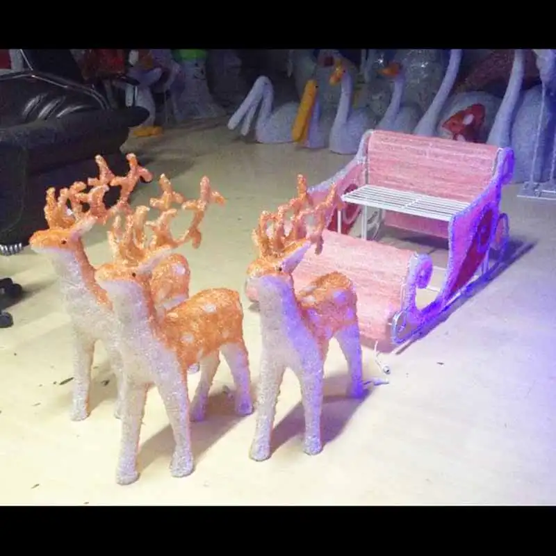 Outdoor Reindeer Light Christmas Gold Outdoor Lighted Reindeer Deer With Sleigh