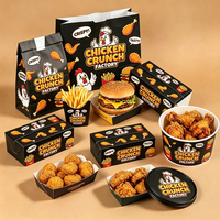 Dossiers en papier kraft biodégradables et recyclables personnalisés pour emballages jetables de restauration rapide (pizza, poulet frit, frites) avec pelliculage mat