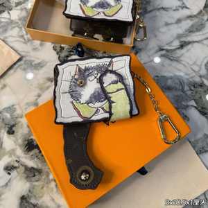 Portefeuille pliable en cuir mini avec motif de chat de dessin animé, porte-clés à chaîne, cadeaux pour filles, utilisation quotidienne, cadeau, offrande - Product Image 2