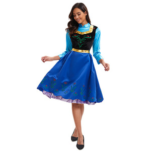 Costume de Princesse Anna de Frozen pour femme avec cape bleue, 60% tissu, taille S à 4XL, tenue de scène, ensemble de personnage Disney - Product Image 2