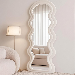 Espejo Espelho Floor Large Size Full Size Living Room Big Full Length Wall Long Irregular Shaped Wave Wavy <strong>Mirror</strong> <strong>With</strong> Stand