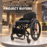 Fauteuil roulant manuel pliable Simplywalke avec dossier rigide et trois roues à lames rigides pour distributeurs et fournisseurs de projets