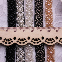 Mode fait à la main 1cm 1.5cm largeur perle perlée dentelle garnitures vêtement col cou manches décoration accessoires