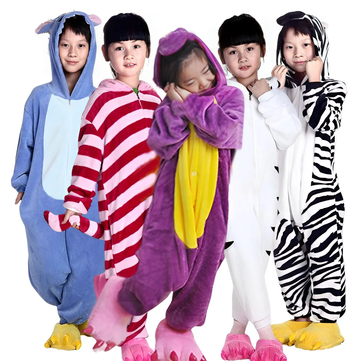 Vente en gros de vêtements pour filles pyjamas en flanelle animaux Onesie Coswear Halloween enfants dinosaure point cosplay costume de scène multicolore