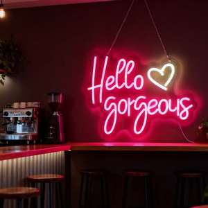 Lampe murale LED lumineuse pour chambre à coucher, style boutique, avec inscription '<span class=keywords><strong>Hello</strong></span> Gorgeous', néon décoratif. - Product Image 5