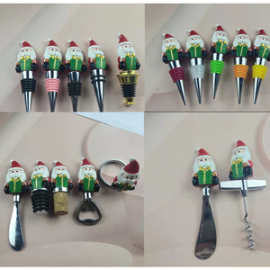 Santa Claus <b>Wine</b> Stopper Plastic Christmas Bottle Stopper Set With Cork And Opener For Holiday Party And Wedding - Product Image 1