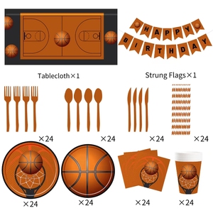 DAMAI - Vajilla para Fiesta de Baloncesto, Platos y Servilletas Deportivas, Juego de Vajilla para Cumpleaños de Adolescentes, Niños y Jóvenes - Product Image 3