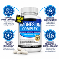 Vente en gros de capsules de complexe de magnésium 90% personnalisables, soutien digestif, supplément d'énergie naturelle, fabricant de marques privées