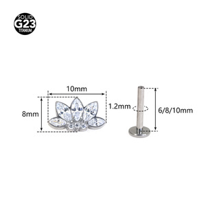 <span class=keywords><strong>Piercing</strong></span> de <span class=keywords><strong>Labio</strong></span> y Oreja de Aleación de Titanio F136 con Diseño de Corona <span class=keywords><strong>en</strong></span> Forma de Ojo de Caballo, Cruz y Diente de Serpiente, con Rosca Interna - Product Image 2