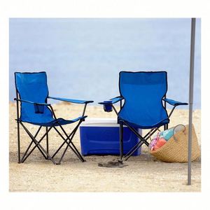 Chaise pliante portable en gros avec logo personnalisé, pour la pêche, la plage et le camping, avec accoudoirs et porte-gobelet - Product Image 1