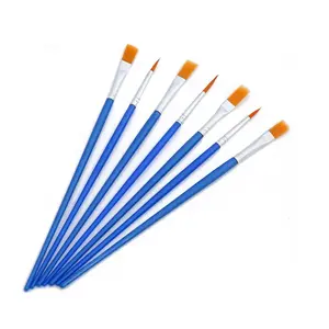 Flat /Round Pointed Tip Plastic Handle Nylon Hair Artists Paint Brushes
