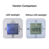 Kreatif Ukuran Kecil Empat Sisi Jam Elektronik Digital LED Backlit Alarm Jam dengan Waktu Suhu Kalender Abadi