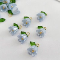 Bracelet et boucle d'oreille fleur feuille 3D plaqué or accessoires perle multicolore bijoux à bricoler soi-même breloques Lily Valley matériau principal alliage