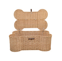 Panier de rangement en plastique PP tressé marron personnalisé, fait main, multi-usages, écologique, nouveau style, avec couvercle, pour cuisine et salon