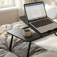 Bureau portable pliable et extensible OEM avec logo personnalisé, petite table de lit avec tiroir et support pour appareils, idéal pour les étudiants