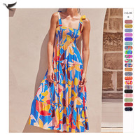 Vacances d'été Bohème Slip Dress Ladies Printed Casual Woman Floral Maxi Dress