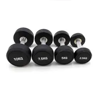 Rubber Round Dumbbell Set, Black Head, Free Weights, Gym