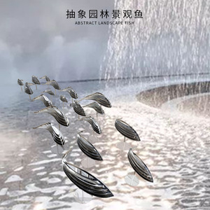 Stainless Steel Fish Sculpture Mirror Finish Layered Outdoor Garden Decor - Product Image 5