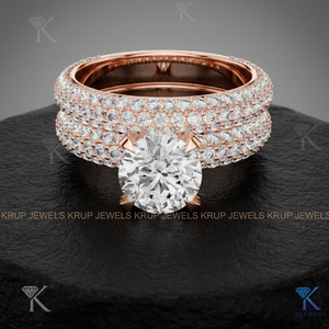 แหวนเพชรแล็บโกรว์ 2.50 กะรัต ทรงหรูหรา ประดับเพชรแบบหลายแถว วงแหวนทองคำแท้ 14K/18K สำหรับผู้หญิง ของขวัญสำหรับงานแต่งงาน - Product Image 3