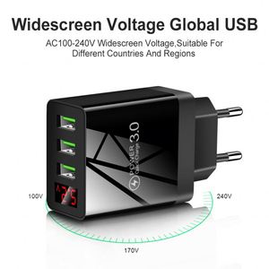 3-Port USB Charging Head with <b>Smart</b> Display Screen Built-in EU, US & UK Standard <b>Plugs</b> for Global Travel - Product Image 3