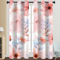 Rideaux de style campagnard français à fleurs colorées, rideaux de fenêtre filtrant la lumière, style botanique, œillets en haut, 2 panneaux pour salons