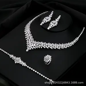 Factory Price Custom Zircon Women Necklace Ring Earrings Heavy Silver 925 Dubai Jewelry Sets Jewelry