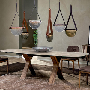 Nordique post-moderne en cuir fait à la main en verre LED Restaurant lumière sac en forme de Table à manger chambre chevet suspension - Product Image 5