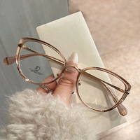 Monture de lunettes œil-de-chat pour femme, monture complète anti-lumière bleue, forme ovale avec verres AC, monture de lunettes tendance pour femme