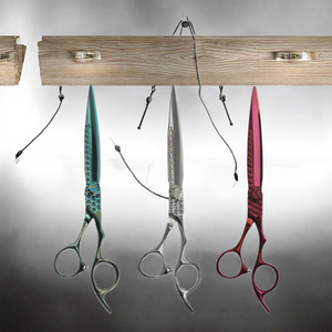Ensemble de ciseaux de barbier en acier inoxydable avec manche en acier, lame droite, ciseaux de coupe et d'effilage pour coiffeur professionnel - Product Image 2